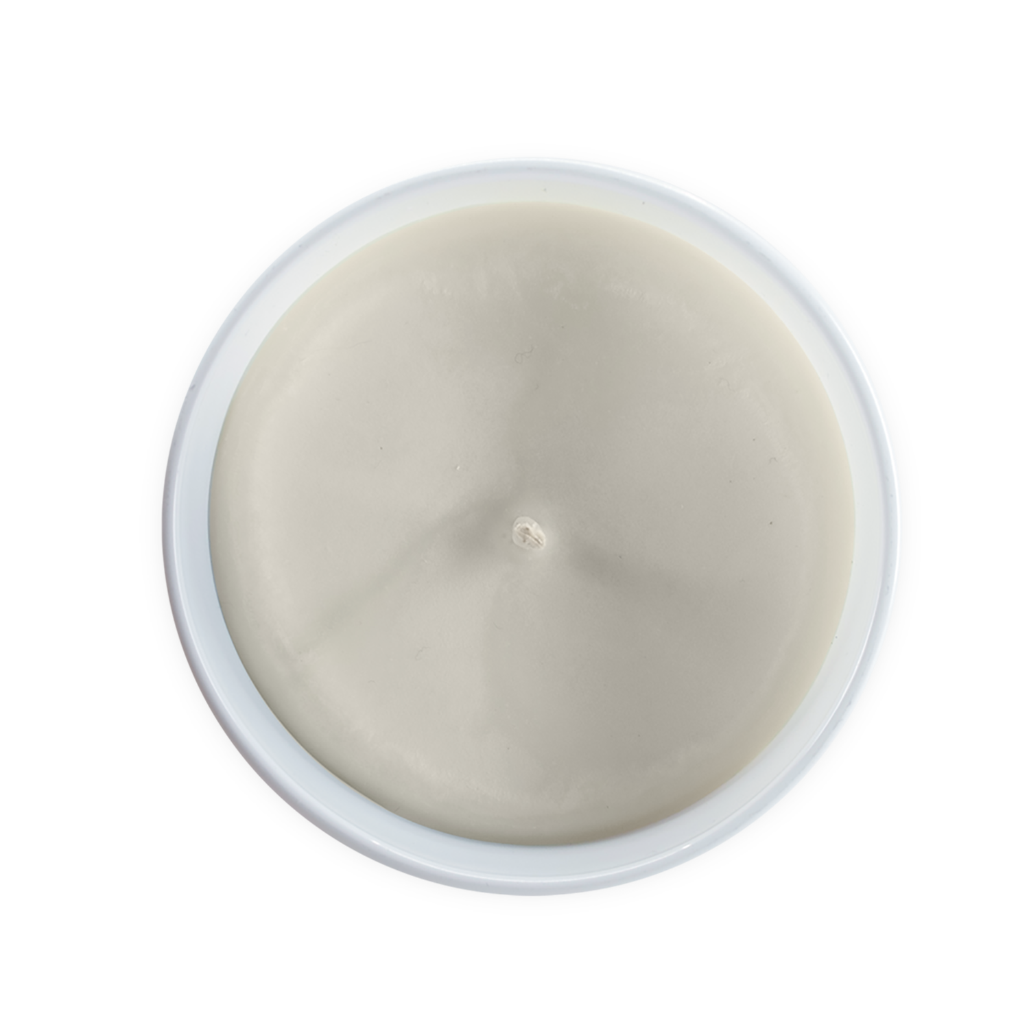 Top view of smooth white cream in a circular container