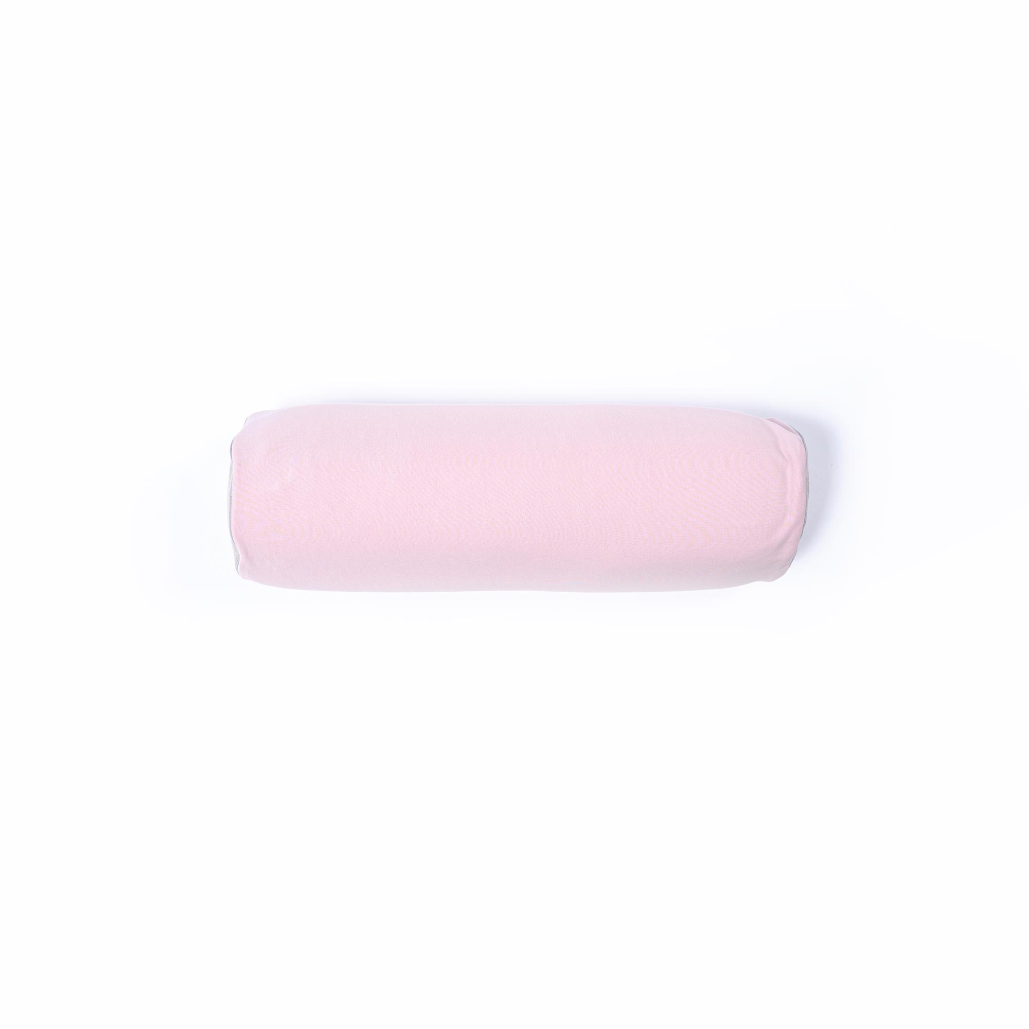 Pink cylindrical cushion on a white background for home decor