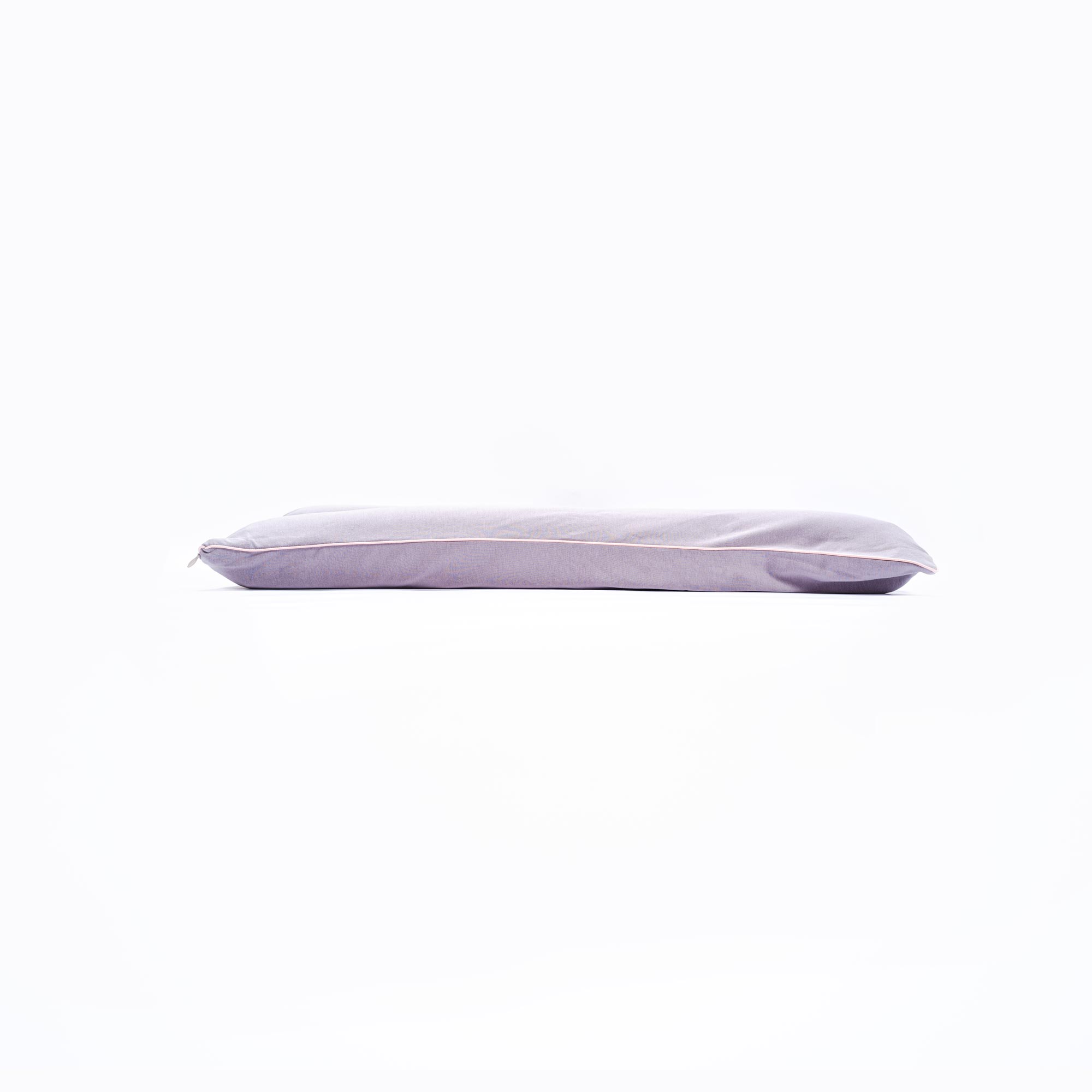 Soft purple pillow on white background for modern bedroom decor
