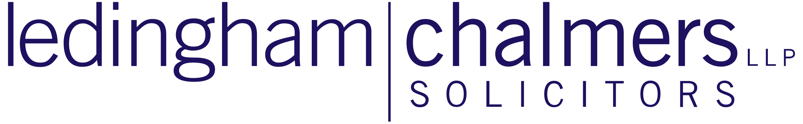 Ledingham Chalmers LLP Solicitors Logo in Dark Blue Text