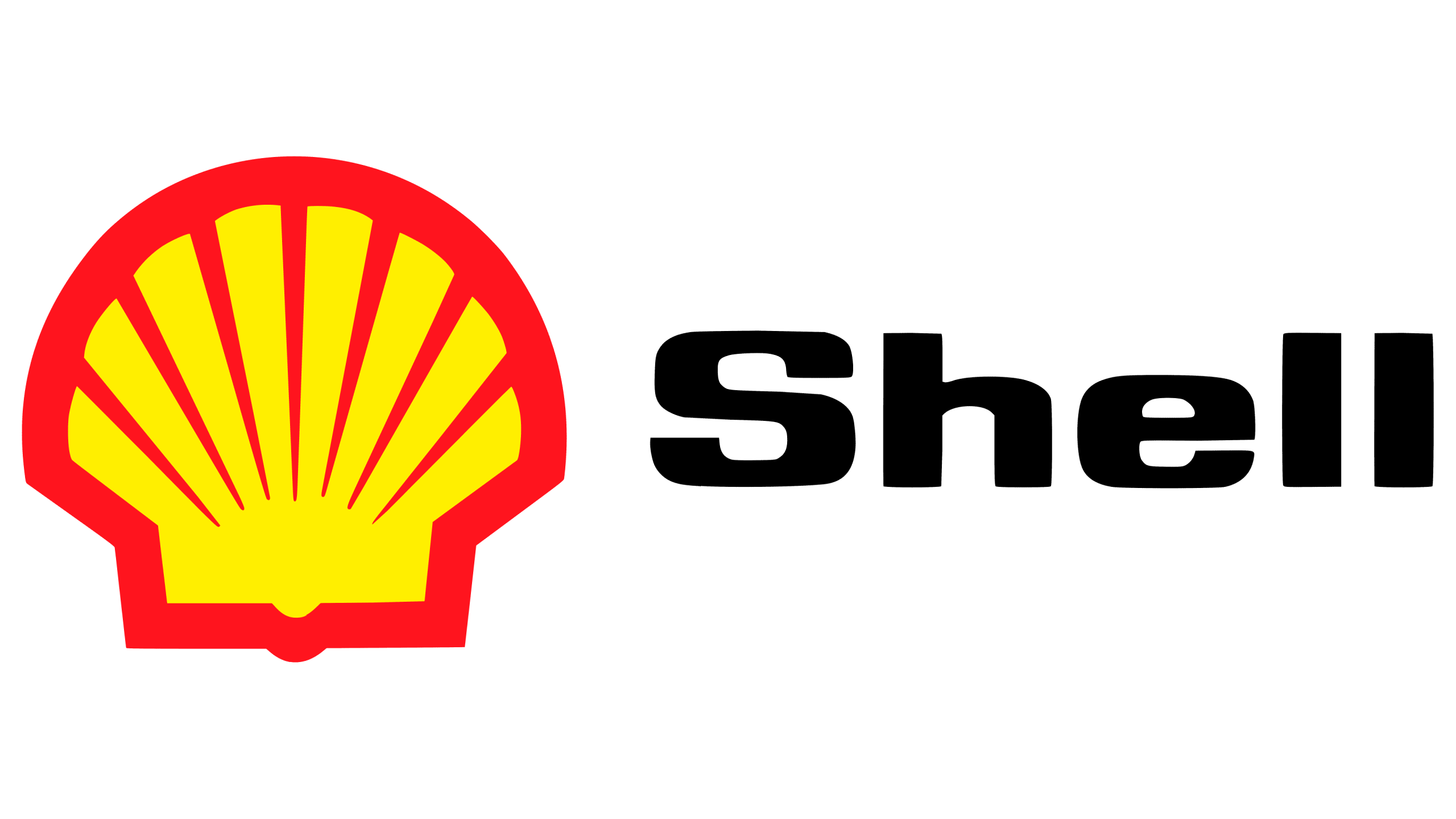 Yellow and red shell logo on a black background