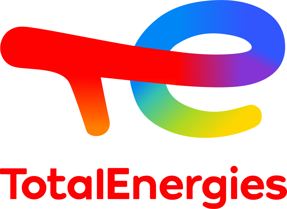 Colorful TotalEnergies logo on a black background