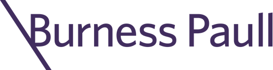 Burness Paull Logo in Purple on Black Background